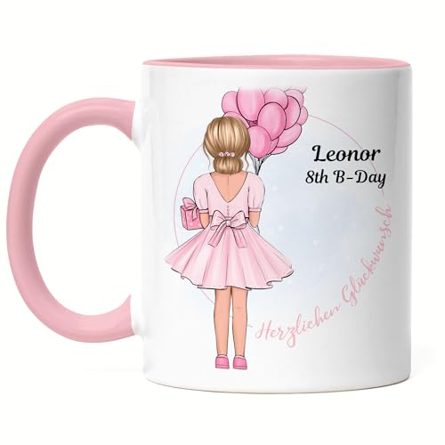 Kiddle-Design Geburtstag Tasse Rosa Mädchen 10. Geburtstag Personalisiert Name Geburtstagsgeschenk Individuell 6. 8. 12. 14. Geburtstag Prinzessin von Kiddle-Design