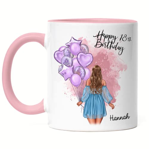 Kiddle-Design Geburtstag Tasse Rosa Mädchen Frau 18. Geburtstag Personalisiert Name Geburtstagsgeschenk Individuell 20. 25. 30. Geburtstag von Kiddle-Design