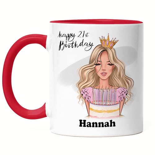 Kiddle-Design Geburtstag Tasse Rot Mädchen Frau 18. Geburtstag Personalisiert Name Geburtstagsgeschenk Individuell 20. 16. 30. Geburtstag von Kiddle-Design