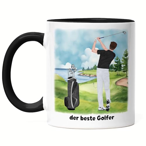 Kiddle-Design Golfer Tasse Schwarz Personalisiert Golfgeschenk für Golfspieler Golftrainer Geschenkidee Geburtstag Golfer Golf Mann Gadget von Kiddle-Design