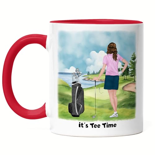 Kiddle-Design Golferin Tasse Rot Personalisiert Golfgeschenk für Golfspieler Golftrainerin Geschenkidee Geburtstag Golferin Frau Golf Gadget von Kiddle-Design