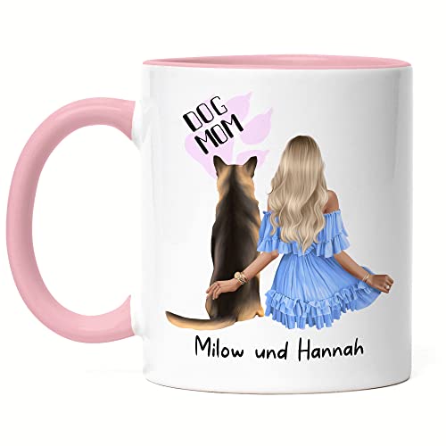 Kiddle-Design Hundebesitzer Tasse Rosa Personalisiert Geschenk für Hundemama Hundeliebhaber Hundehalter Frau Dog Mom Hundefreund Haustier & Herrchen von Kiddle-Design