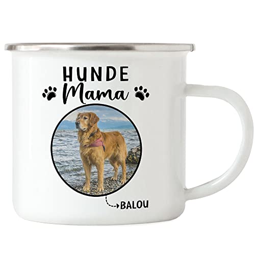 Kiddle-Design Hundemama Emaille Tasse Personalisiert Foto Geschenk Hundebesitzer Hundeliebhaber Hundehalter Frau Dog Mom Hundefreund Haustier Fototasse von Kiddle-Design