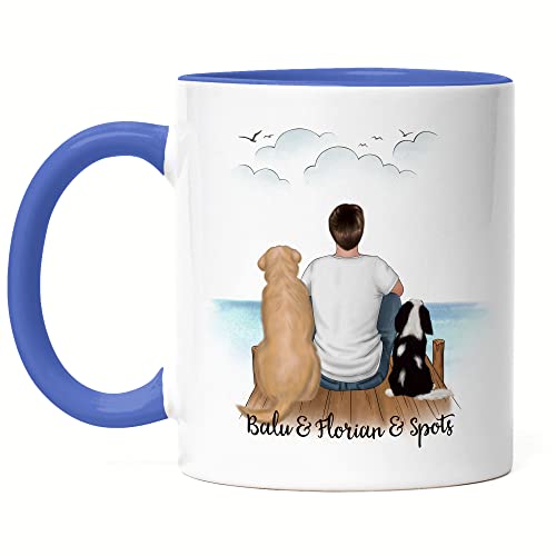 Kiddle-Design Hundepapa Tasse Blau Personalisiert Hundebesitzer Geschenk Hundeliebhaber Hunde Dog Dad Hundefan Hundemotiv Haustier von Kiddle-Design