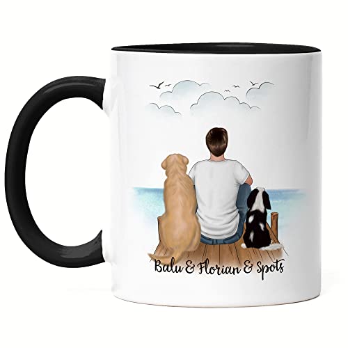 Kiddle-Design Hundepapa Tasse Schwarz Personalisiert Hundebesitzer Geschenk Hundeliebhaber Hunde Dog Dad Hundefan Hundemotiv Haustier von Kiddle-Design