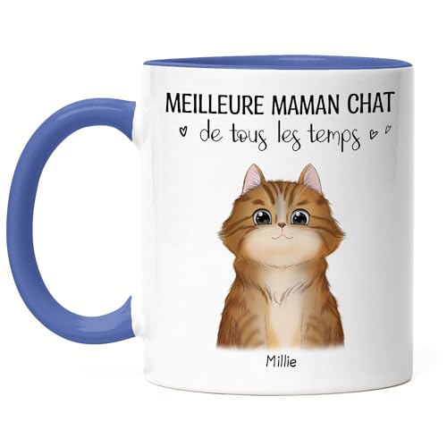 Kiddle-Design Katzenbesitzer Tasse Blau Personalisiert Geschenk Katzenmama Katzenliebhaber Katzenmotiv Spruch Name Katzenfreund Haustier von Kiddle-Design