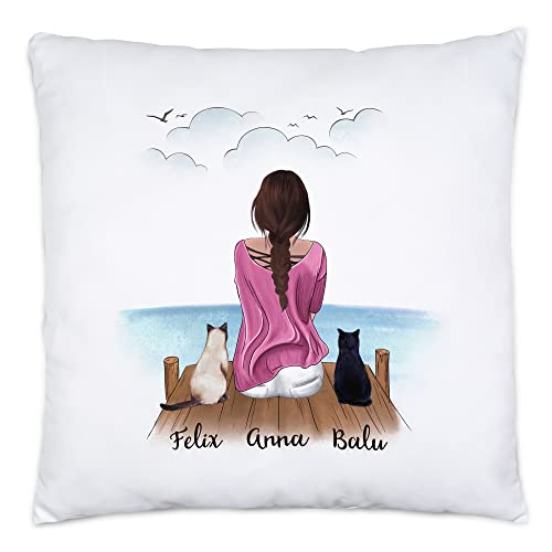 Kiddle-Design Katzenmama Kissen inkl. Füllung Personalisiert Katzenbesitzer Geschenk Katzenliebhaber Katzen Cat Mom Katzenfan Katzenmotiv Haustier von Kiddle-Design