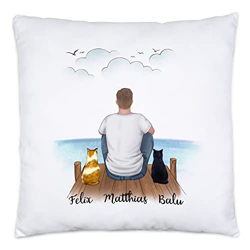 Kiddle-Design Katzenpapa Kissen inkl. Füllung Personalisiert Katzenbesitzer Geschenk Katzenliebhaber Katzen Cat Dad Katzenmotiv Haustier von Kiddle-Design