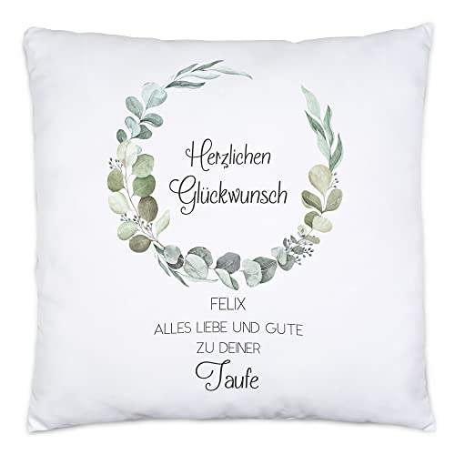 Kiddle-Design Kissen Taufe Personalisiert Taufgeschenk Jung Mädchen Patenkind Geschenk zur Taufe Glückwünsche zur Taufe von Kiddle-Design