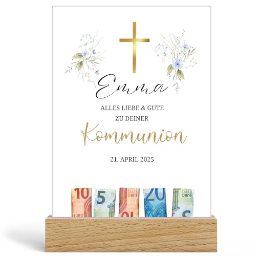 Kiddle-Design Kommunion Junge Mädchen Kommunionsgeschenk Personalisiert Geldgeschenk Glückwunsch Gratulation Geschenk zur Erstkommunion, Acrylglas inkl. Holzfuß 20x13cm Kiddle-Design Kommunion Junge Mädchen Kommunionsgeschenk Personalisiert Geldgeschenk Glückwunsch Gratulation Geschenk zur Erstkommunion, Acrylglas inkl. Holzfuß 20x13cm von Kiddle-Design