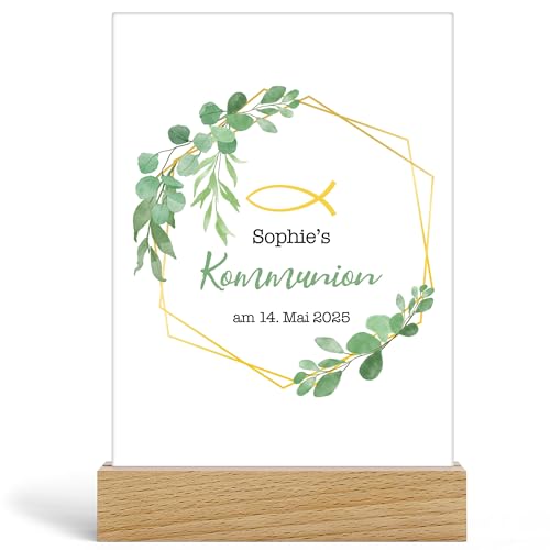 Kiddle-Design Kommunion Junge Mädchen Personalisiert Kommunionsgeschenk Geldgeschenk Sprüche Gratulation zur Erstkommunion, Acrylglas inkl. Holzfuß 20x13cm Kiddle-Design Kommunion Junge Mädchen Personalisiert Kommunionsgeschenk Geldgeschenk Sprüche Gratulation zur Erstkommunion, Acrylglas inkl. Holzfuß 20x13cm von Kiddle-Design