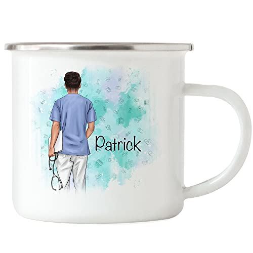 Kiddle-Design Krankenpfleger Emaille Tasse Personalisiert Arzt Ärzte Pfleger Pflegekraft Held Kollege Freunde mit Name & Spruch Beruf von Kiddle-Design