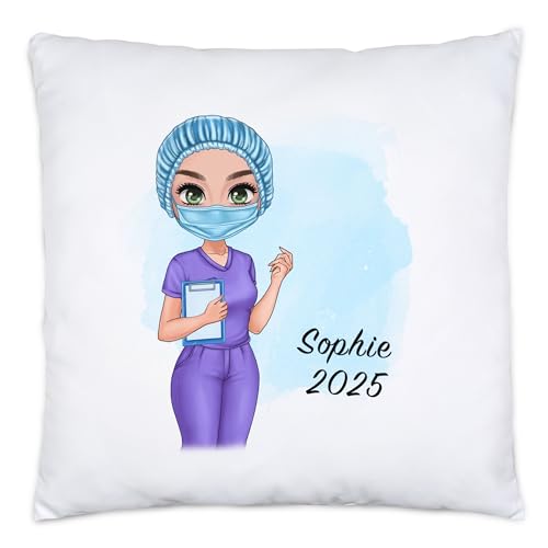 Kiddle-Design Krankenschwester Kissen Personalisiert - Heldin Freundin Pflegerin MFA Geschenk Examen Medizin Dankeschön Ärztin von Kiddle-Design