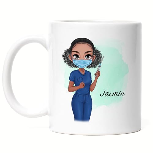 Kiddle-Design Krankenschwester Tasse Personalisiert - Heldin Freundin Pflegerin MFA Geschenk Examen Medizin Dankeschön Ärztin von Kiddle-Design