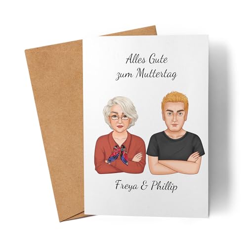 Kiddle-Design Mama Sohn Karte Personalisiert mit Spruch | Geschenk Muttertag & Geburtstag für Beste Mama der Welt | Muttertagskarte Geburtstagskarte Mutter von Kiddle-Design