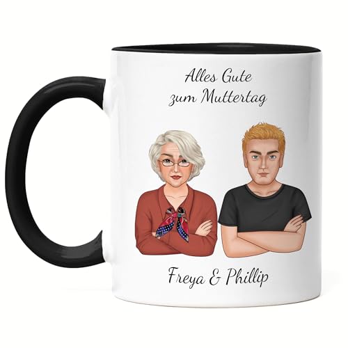 Kiddle-Design Mama Sohn Tasse Schwarz Personalisiert mit Spruch | Geschenk Muttertag & Geburtstag für beste Mama der Welt | Muttertagsgeschenk Geburtstagsgeschenk Mutter von Kiddle-Design