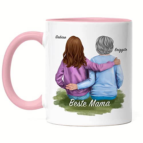 Kiddle-Design Mama Tasse Rosa Personalisiert Mutter & Tochter Geschenke für Mama Muttertagsgeschenk Muttertag Geburtstag Geburtstagsgeschenk von Tochter von Kiddle-Design