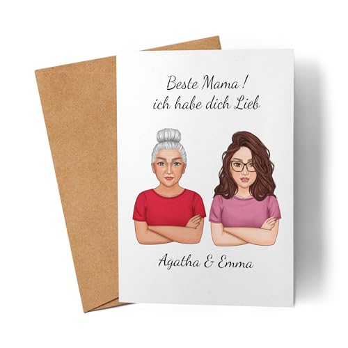 Kiddle-Design Mama Tochter Karte Personalisiert mit Spruch | Geschenk Muttertag & Geburtstag für Beste Mama der Welt | Muttertagskarte Geburtstagskarte Mutter von Kiddle-Design