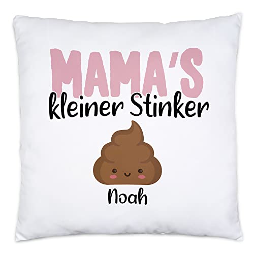 Kiddle-Design Mama's Kleiner Stinker Kissen inkl. Füllung Lustig personalisiert mit Namen Muttertag Kackhaufen Geschenk Mutter Mama EIN Kind von Kiddle-Design