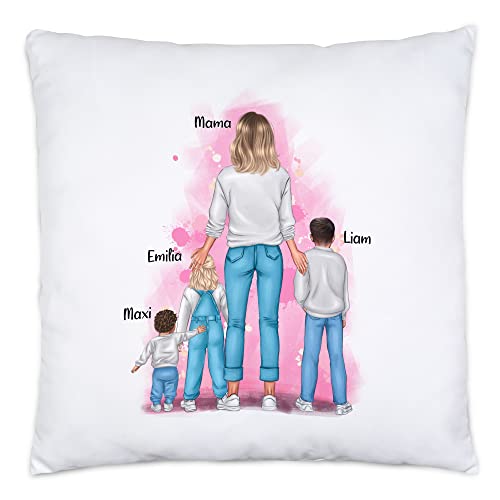 Kiddle-Design Mutter Kind Kissen inkl. Füllung Personalisiert Muttertagsgeschenk Name Mama Kinder Tochter Sohn Baby Geschenk Mütter Muttertag von Kiddle-Design