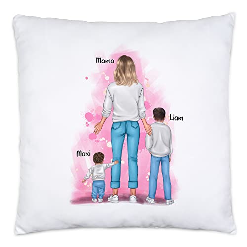 Kiddle-Design Mutter Kind Kissen inkl. Füllung Personalisiert Muttertagsgeschenk Name Mama Kinder Tochter Sohn Baby Geschenk Mütter Muttertag von Kiddle-Design