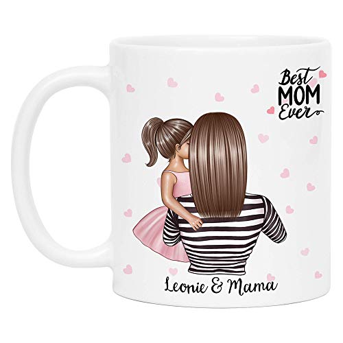Kiddle-Design Mutter Kind Tasse Personalisiert Name und Frisur Mama Kinder Tochter Töchter Baby Geschenk Kaffeetasse für Mütter Muttertag Geschenk von Kiddle-Design