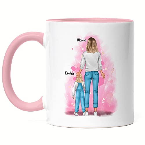 Kiddle-Design Mutter Kind Tasse Rosa Personalisiert Name Mama Kinder Sohn Tochter Baby Geschenk Mütter Muttertag Muttertagsgeschenk von Kiddle-Design
