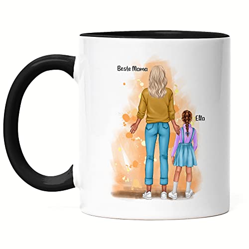 Kiddle-Design Mutter Kind Tasse Schwarz Personalisiert Name Mama Kinder Tochter Sohn Baby Geschenk Mütter Muttertag Muttertagsgeschenk von Kiddle-Design