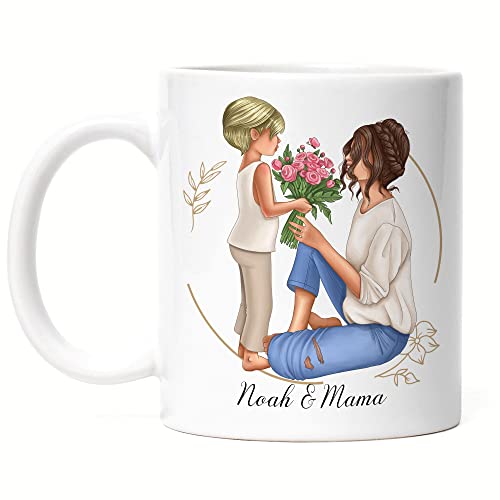 Kiddle-Design Mutter Sohn Tasse Personalisiert Mama Geschenk zum Muttertag Bonus Mama Stiefmutter Mom Gift Mamatasse Muttertagstasse von Kiddle-Design