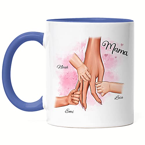 Kiddle-Design Mutter Tasse Blau Muttertag Personalisiert für Mama Sohn Tochter Baby Geschenk Kinder Mütter Geschenk Mom Gift von Kiddle-Design