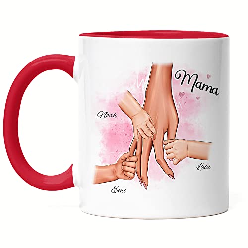 Kiddle-Design Mutter Tasse Rot Muttertag Personalisiert für Mama Sohn Tochter Baby Geschenk Kinder Mütter Geschenk Mom Gift von Kiddle-Design