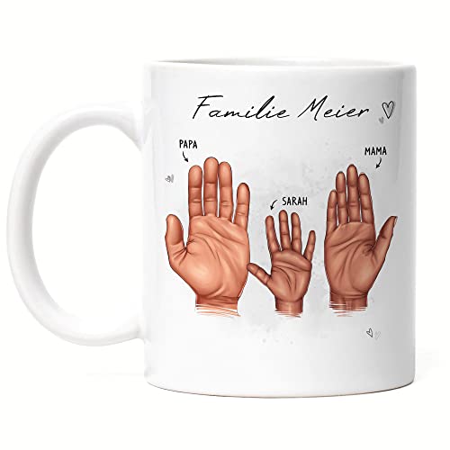 Kiddle-Design Mutter Vater Kind Tasse Personalisiert Geschenk Familie Baby Geburt Vatertag Muttertag Babygeschenk Eltern Familienbild 1 Kind von Kiddle-Design