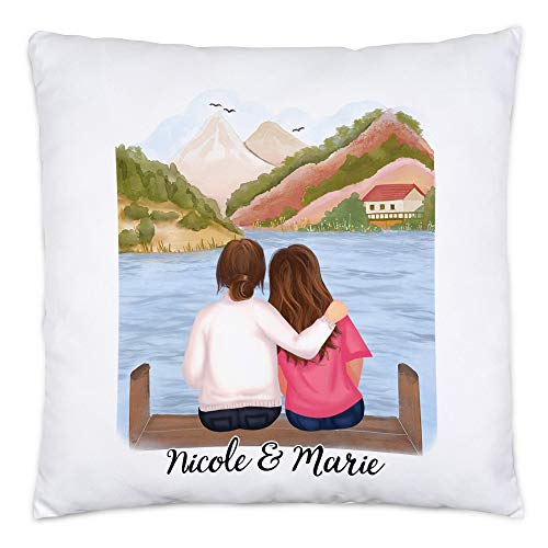 Kiddle-Design Mutter und Tochter Kissen | 40x40cm inkl. Füllung Personalisiert mit Namen Muttertag Geburtstag Geschenk für Mama Tochter oder Oma von Kiddle-Design