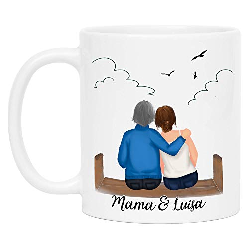 Kiddle-Design Mutter und Tochter Tasse Personalisiert mit Namen Muttertag Geburtstag Geschenk für die beste Mama Tochter oder Oma Individuelle Kaffeetasse zum Personalisieren von Kiddle-Design