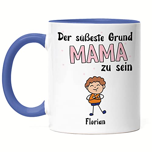 Kiddle-Design Muttertag Tasse Blau Süßester Grund Mama zu sein Muttertagsgeschenk mit Spruch Geschenk von Kindern für Mutter Geburtstag Muttertagstasse von Kiddle-Design