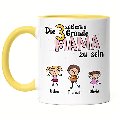 Kiddle-Design Muttertag Tasse Gelb 3 Gründe Mama zu sein Muttertagsgeschenk mit Spruch Geschenk von Kindern für Mutter Geburtstag Muttertagstasse Kiddle-Design Muttertag Tasse Gelb 3 Gründe Mama zu sein Muttertagsgeschenk mit Spruch Geschenk von Kindern für Mutter Geburtstag Muttertagstasse von Kiddle-Design