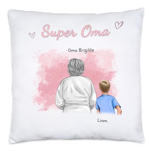 Kiddle-Design Oma Kissen personalisiert EIN Enkel Geburtstagsgeschenk - Geschenk Omi mit Enkeltochter Enkelsohn - Beste Oma der Welt von Kiddle-Design