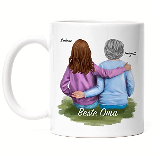 Kiddle-Design Oma Tasse Personalisiert Oma & Enkelin Tochter Besonderes Oma Geschenk Muttertag Weihnachten Geburtstagsgeschenk Beste Oma der Welt mit Spruch Name von Kiddle-Design