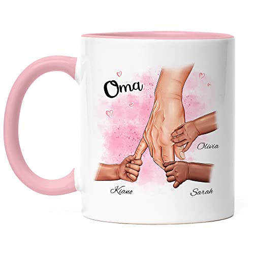 Kiddle-Design Oma Tasse Rosa Geburtstag Personalisiert für Oma Enkel Enkelin Baby Geschenk Kinder Oma Geschenk Muttertag von Kiddle-Design