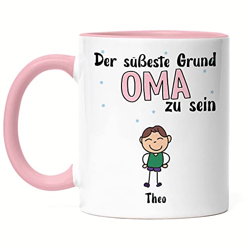 Kiddle-Design Oma Tasse Rosa Geburtstag Personalisiert für Oma Enkel Enkelin Baby Geschenk Kinder Oma Geschenk Muttertag von Kiddle-Design