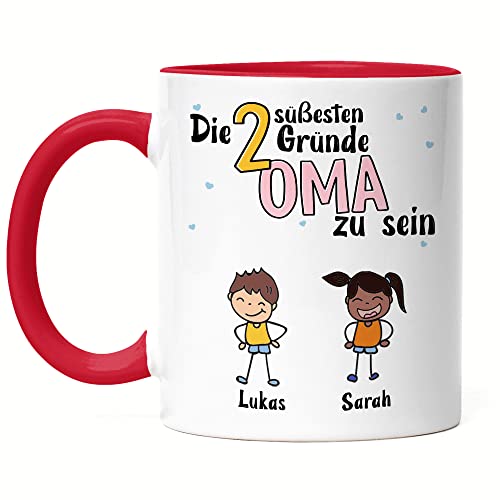 Kiddle-Design Oma Tasse Rot Geburtstag Personalisiert für Oma Enkel Enkelin Baby Geschenk Kinder Oma Geschenk Muttertag 2 Kinder Kiddle-Design Oma Tasse Rot Geburtstag Personalisiert für Oma Enkel Enkelin Baby Geschenk Kinder Oma Geschenk Muttertag 2 Kinder von Kiddle-Design