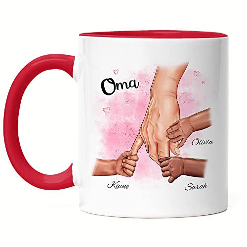 Kiddle-Design Oma Tasse Rot Geburtstag Personalisiert für Oma Enkel Enkelin Baby Geschenk Kinder Oma Geschenk Muttertag von Kiddle-Design