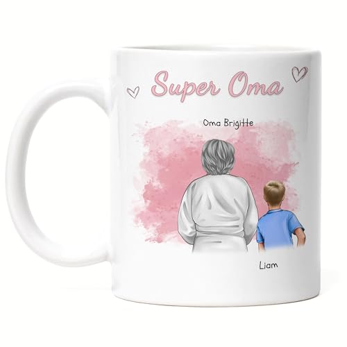 Kiddle-Design Oma Tasse personalisiert Ein Enkel Muttertag Geschenk Geburtstagsgeschenk - Geschenk Omi mit Enkeltochter Enkelsohn - Beste Oma der Welt von Kiddle-Design