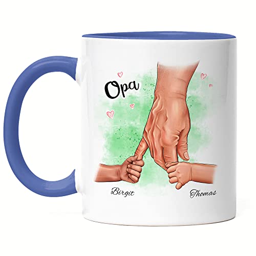 Kiddle-Design Opa Tasse Blau Geburtstag Personalisiert für Opa Enkel Enkelin Baby Geschenk Kinder Opa Geschenk Vatertag von Kiddle-Design