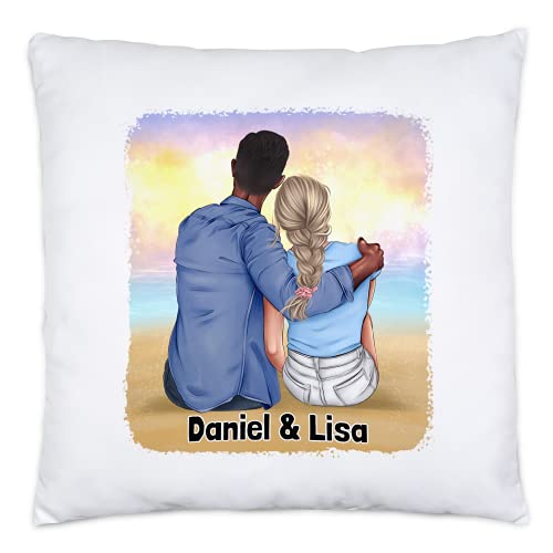 Kiddle-Design Paar Kissen | 40x40cm inkl. Füllung Namen Jahrestag Geschenk für Pärchen Freund und Freundin individuell & personalisierbar von Kiddle-Design