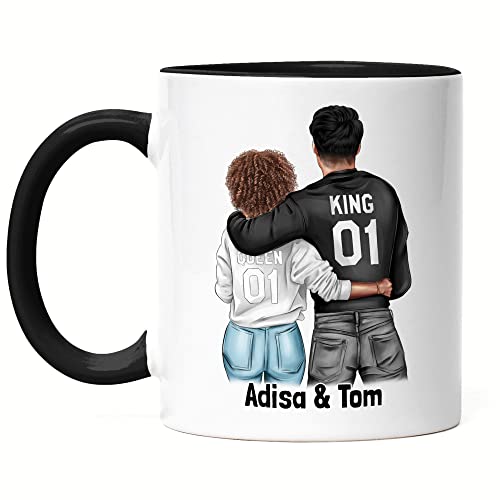 Kiddle-Design Paar-Tasse Personalisiert Namen Jahrestag Hochzeitstag Geschenk Pärchen Freund Freundin Individuell Kaffeetasse Schwarz von Kiddle-Design