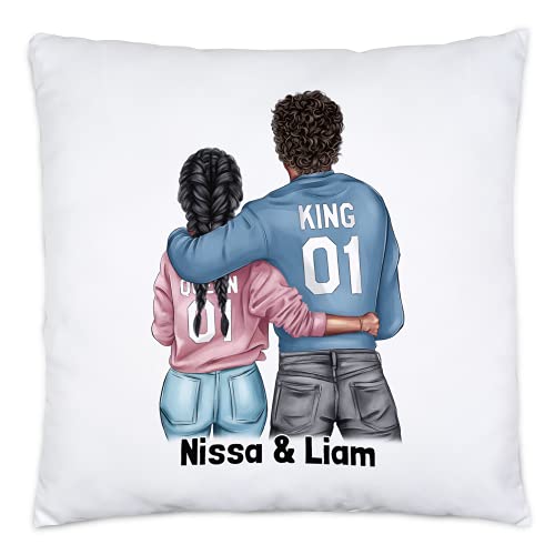 Kiddle-Design Pärchen Kissen inkl. Füllung Liebeskissen Namen Valentinstag Pärchen Motiv Couple Jahrestag Geschenk Paare Freund/Freundin Individuell von Kiddle-Design