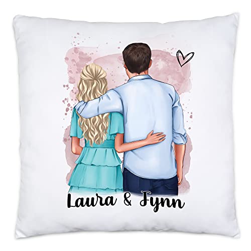 Kiddle-Design Pärchen Kissen Valentinstag Personalisiert Name für Ihn Sie Jahrestag Partner Kissen Beziehung Geschenk Freund Freundin 40x40cm von Kiddle-Design