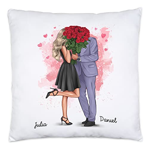 Kiddle-Design Pärchen Kissen inkl. Füllung Personalisiert Valentinstag Namen für Ihn Sie Jahrestag Geschenk Paar Freund Freundin Valentinstagsgeschenk von Kiddle-Design