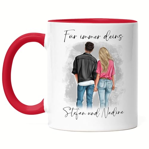 Kiddle-Design Pärchen Tasse Rot Personalisiert Paar Valentinstag Jahrestag für Sie und Ihn Geschenk Partner Freund Freundin Liebesgeschenke von Kiddle-Design